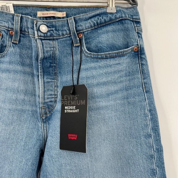 Levi's Women's Wedgie Fit High Rise Straight Leg Jeans Ankle Tango Blue sz 32x26 - Picture 4 of 12